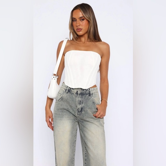 White Fox Boutique Sharp Edges Bustier Corset White Size M NWT - Picture 2 of 8